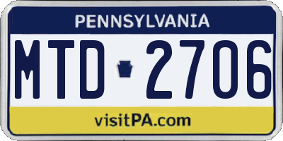 PA license plate MTD2706