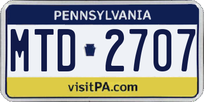 PA license plate MTD2707