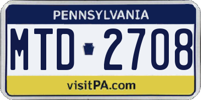 PA license plate MTD2708