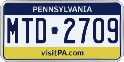PA license plate MTD2709