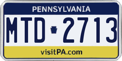 PA license plate MTD2713