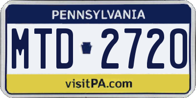 PA license plate MTD2720