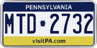 PA license plate MTD2732