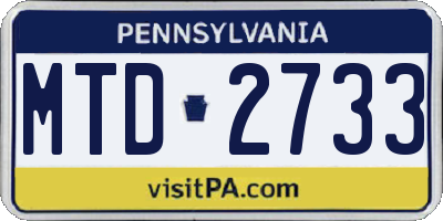 PA license plate MTD2733