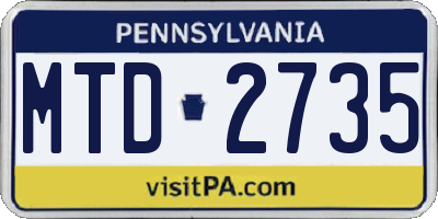 PA license plate MTD2735