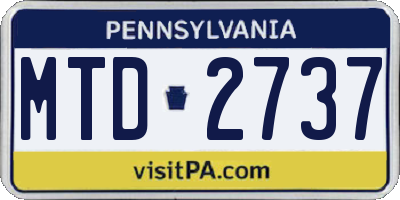 PA license plate MTD2737