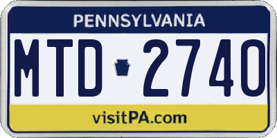 PA license plate MTD2740