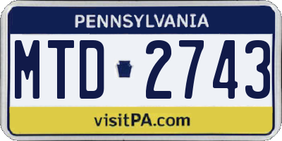 PA license plate MTD2743