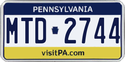 PA license plate MTD2744