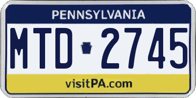 PA license plate MTD2745
