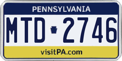 PA license plate MTD2746