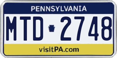 PA license plate MTD2748