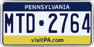 PA license plate MTD2764