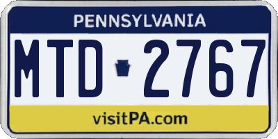 PA license plate MTD2767