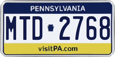 PA license plate MTD2768