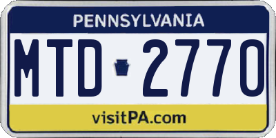 PA license plate MTD2770