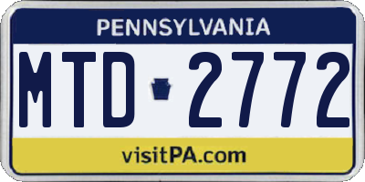 PA license plate MTD2772