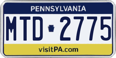 PA license plate MTD2775