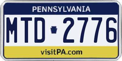 PA license plate MTD2776