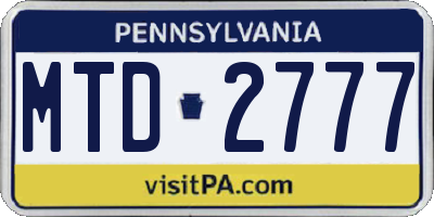 PA license plate MTD2777