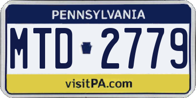 PA license plate MTD2779