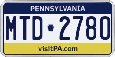 PA license plate MTD2780