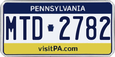 PA license plate MTD2782