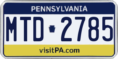 PA license plate MTD2785