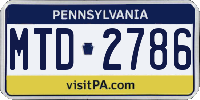 PA license plate MTD2786