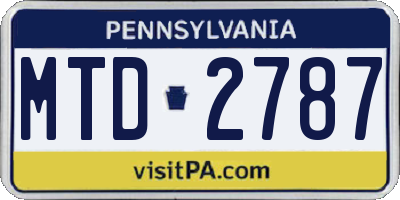 PA license plate MTD2787