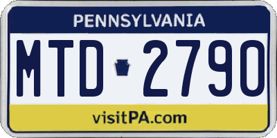 PA license plate MTD2790