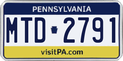 PA license plate MTD2791