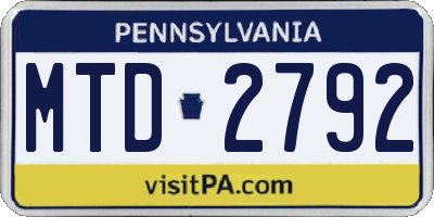 PA license plate MTD2792