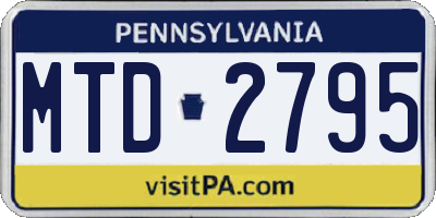 PA license plate MTD2795