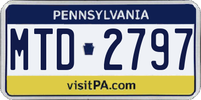 PA license plate MTD2797