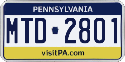PA license plate MTD2801