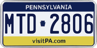 PA license plate MTD2806