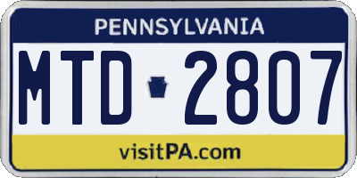 PA license plate MTD2807