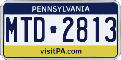 PA license plate MTD2813