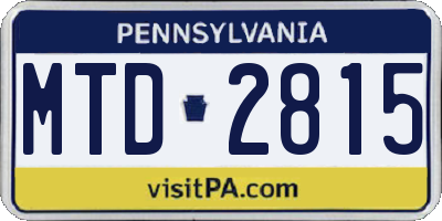 PA license plate MTD2815