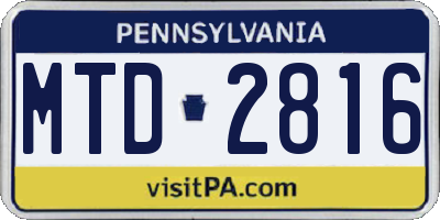 PA license plate MTD2816