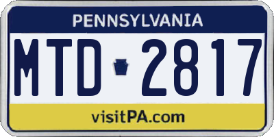PA license plate MTD2817