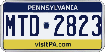 PA license plate MTD2823