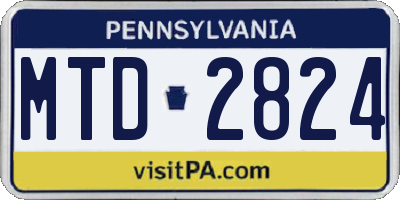 PA license plate MTD2824