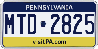 PA license plate MTD2825