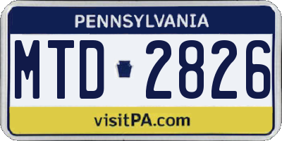 PA license plate MTD2826