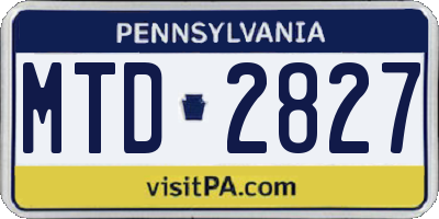 PA license plate MTD2827