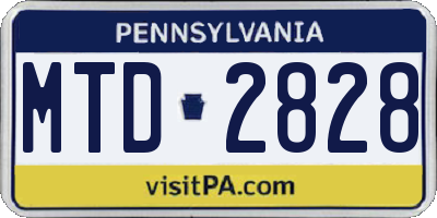 PA license plate MTD2828