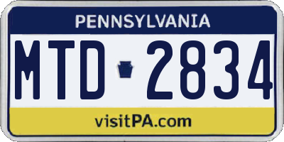 PA license plate MTD2834