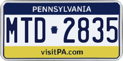 PA license plate MTD2835